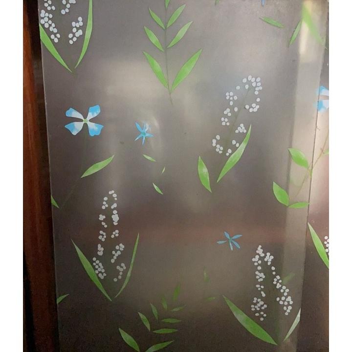 Cuộn 3mét decal giấy Dán Kính họa tiết Hoa Lá Cỏ Xanh