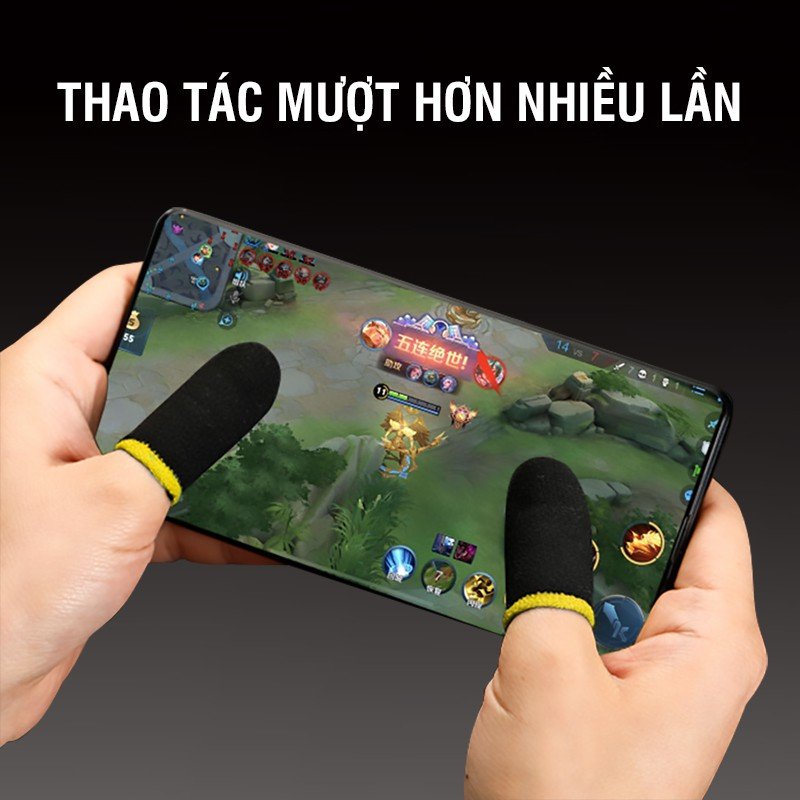 Bao tay chơi game ff siêu nhạy Viền Vàng Găng tay Mobile cảm ứng chống mồ hôi chống trượt - Bộ 10 ngón tặng 1