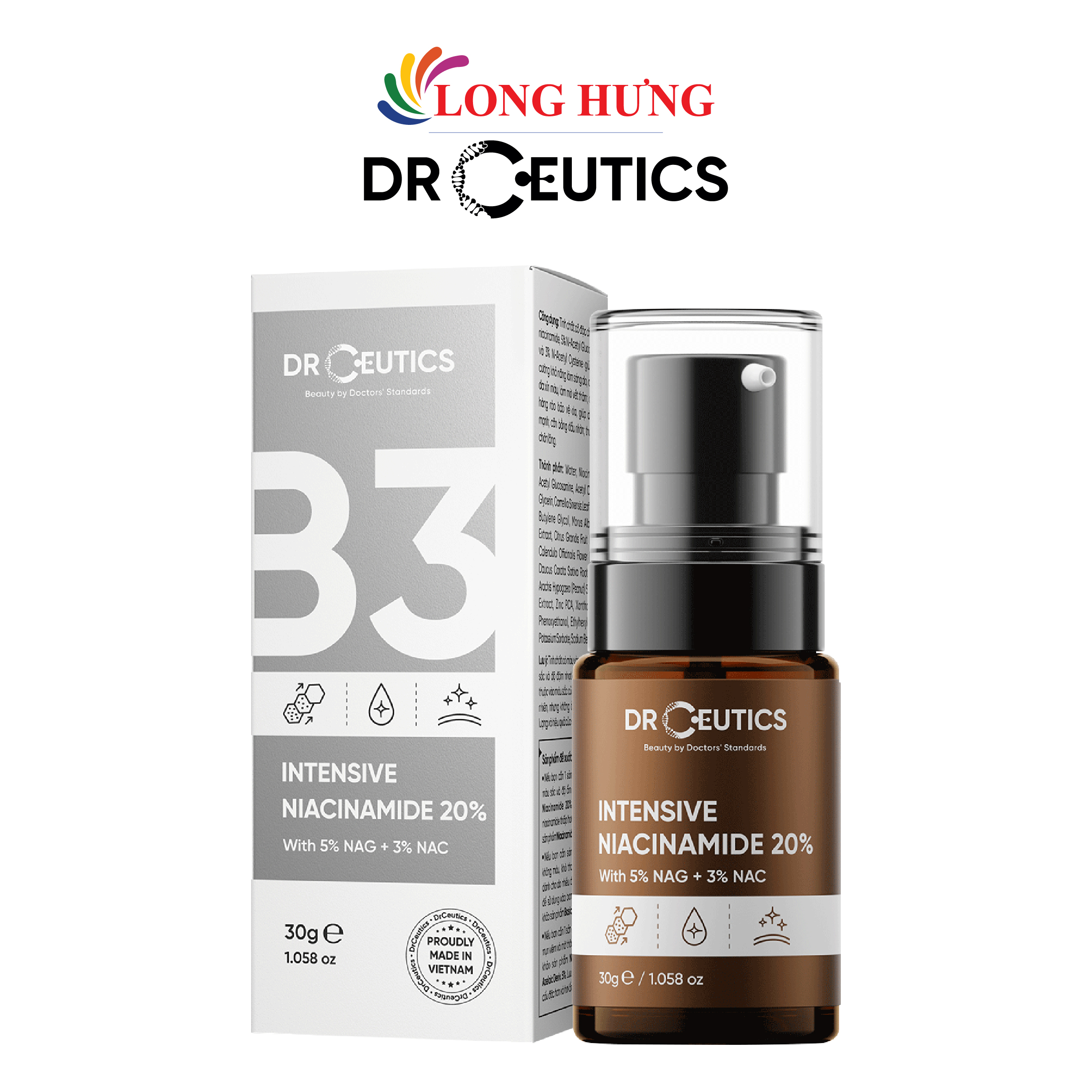 Tinh chất dưỡng trắng DrCeutics Intensive Niacinamide 20% + NAG 5% +NAC 3% (30g) - Hàng chính hãng