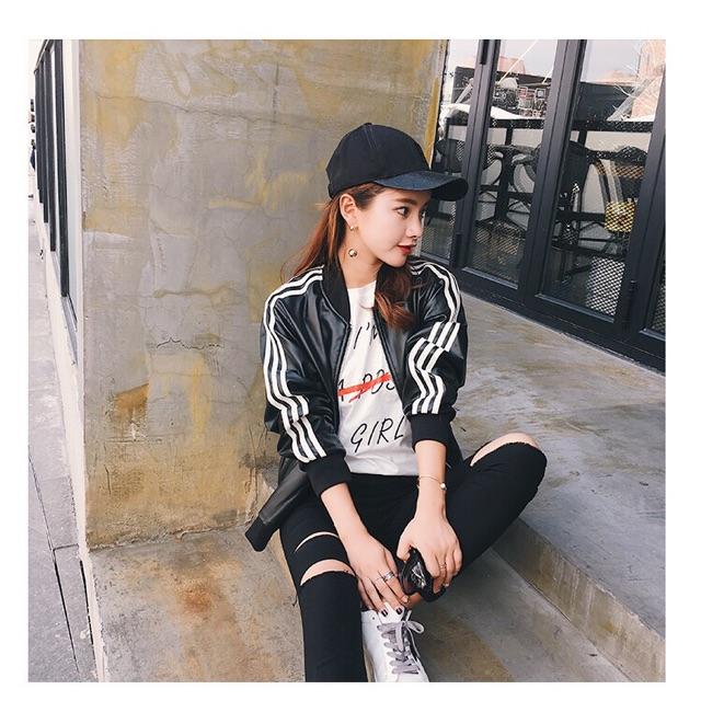 Áo da nữ 3 sọc