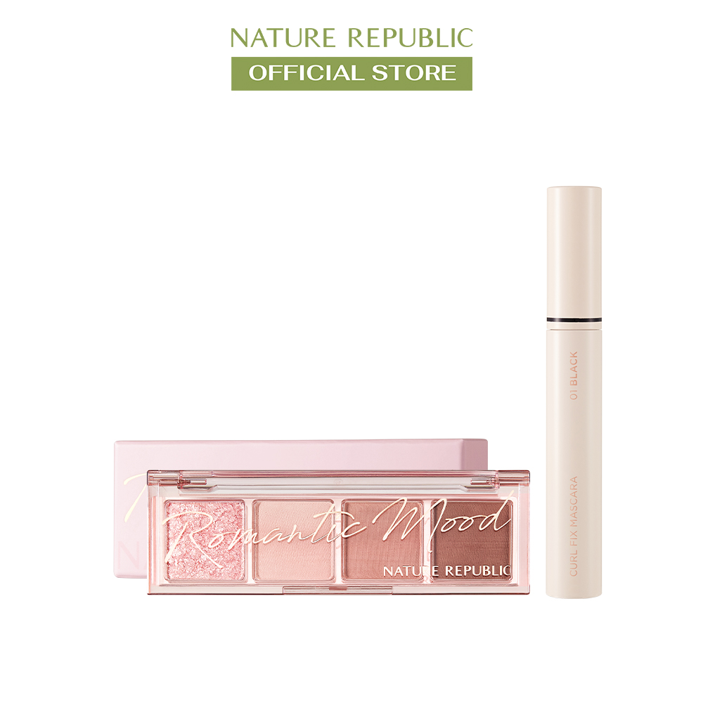 Combo 1 Nature Republic Chuốt mi Botanical Mood Wear Curl Fix Mascara 7g + 1 Nature Republic Bảng phấn mắt Daily Basic Palette