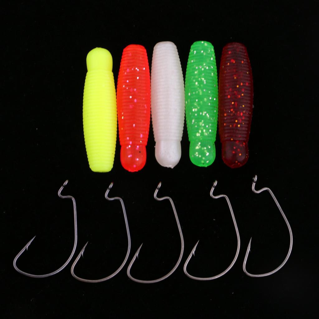 5 Pieces Artificial Soft Pupae PVC Plastic Fishing Lure Simulation Fishing Bait