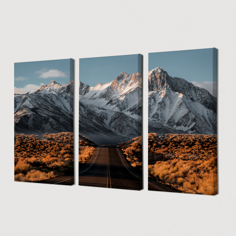 Bộ 3 tranh in canvas trang trí treo tường phong cảnh "Snow Mountain " 40×80 cm/tranh