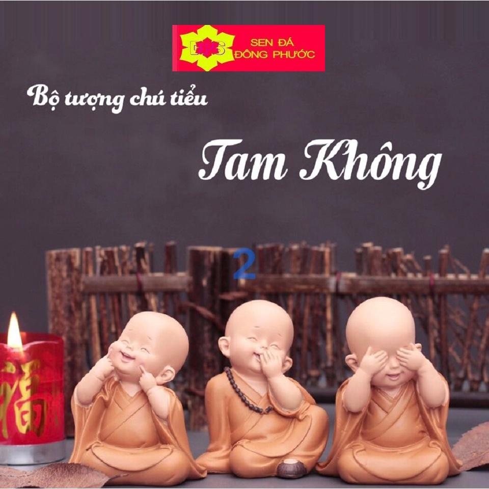 -Tượng chú tiểu áo lam không nghe chất liệu Composite 8 CM- Phụ kiện trang trí
