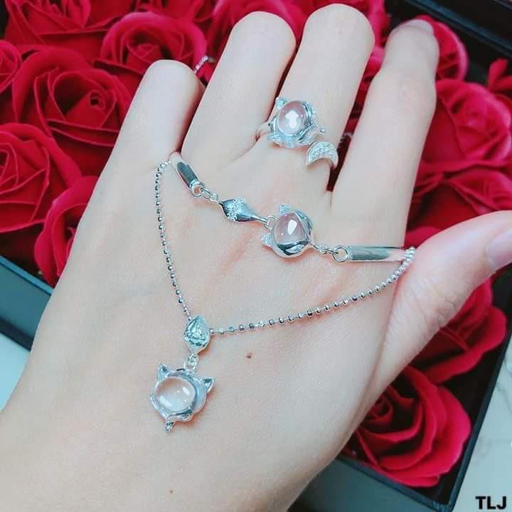 BỘ TRANG SỨC BẠC TA - BỘ HỒ LY 3 MÓN ĐẸP -