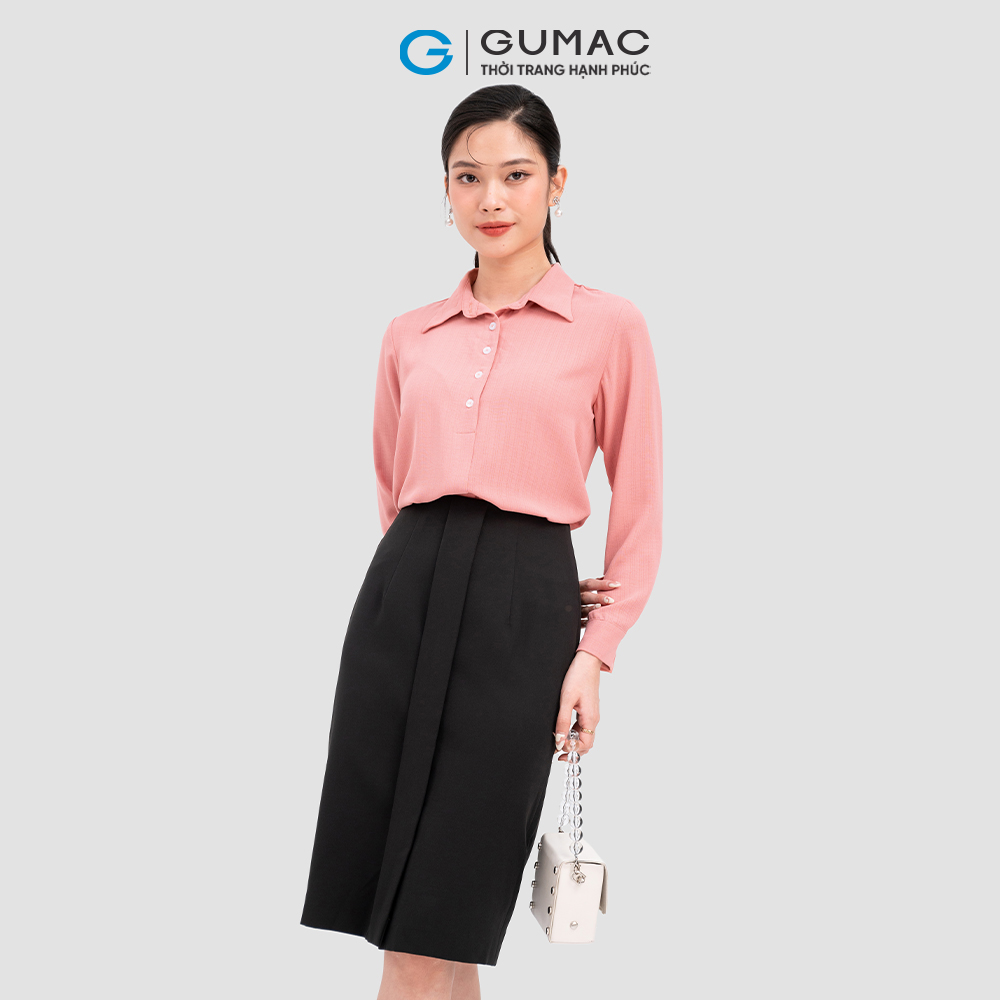 Áo kiểu GUMAC AC11087 phối nút tay dài công sở