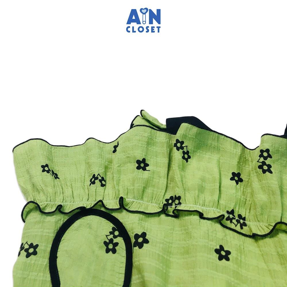 Đầm bé gái họa tiết Hoa đen nền xanh trà tơ - AICDBGACLU8B - AIN Closet
