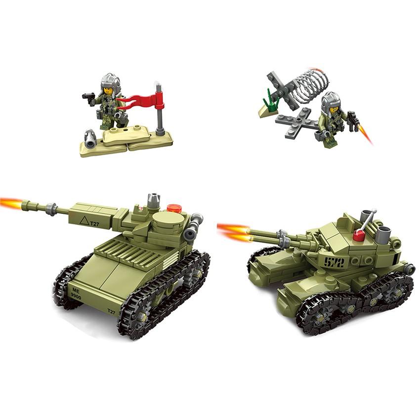 Mô hình đồ chơi lắp ráp xe tăng và lính đánh bộ 146 mảnh ghép (Xanh rêu)