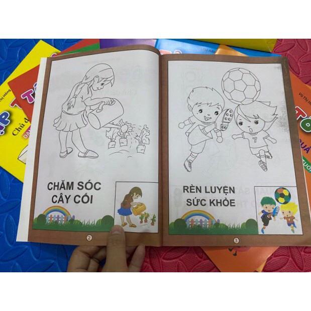 Set 8 quyển - Bộ tập tô cho bé: Tô màu, phát triển trí tuệ cho trẻ mẫu giáo: 3-4 tuổi, 4-5 tuổi, 5-6 tuổi