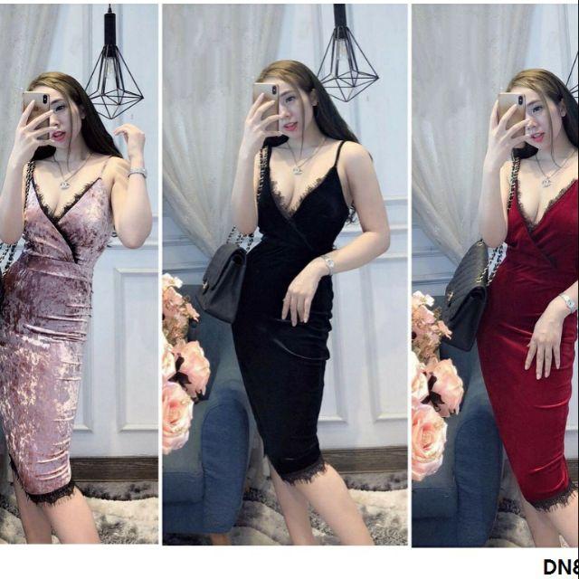 Đầm đắp chéo phối ren mi