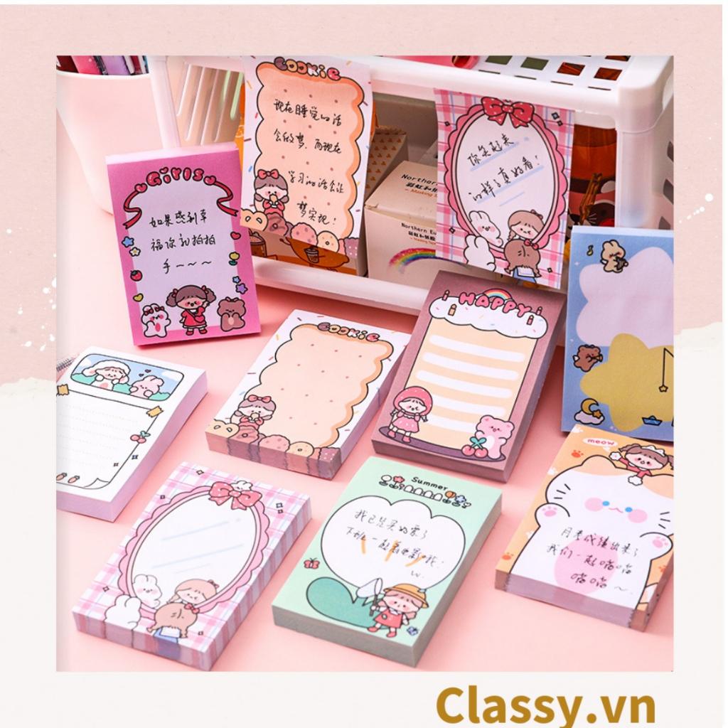 Giấy ghi chú Classy 80 trang, kích thước 6X9 cm, giấy note nhiều màu họa tiết cute hàn quốc PK1525