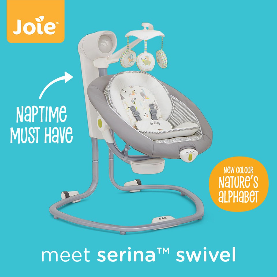 Nôi Đưa Joie Serina Swivel Nature's Alphabet dành cho bé từ sơ sinh tới 9kg