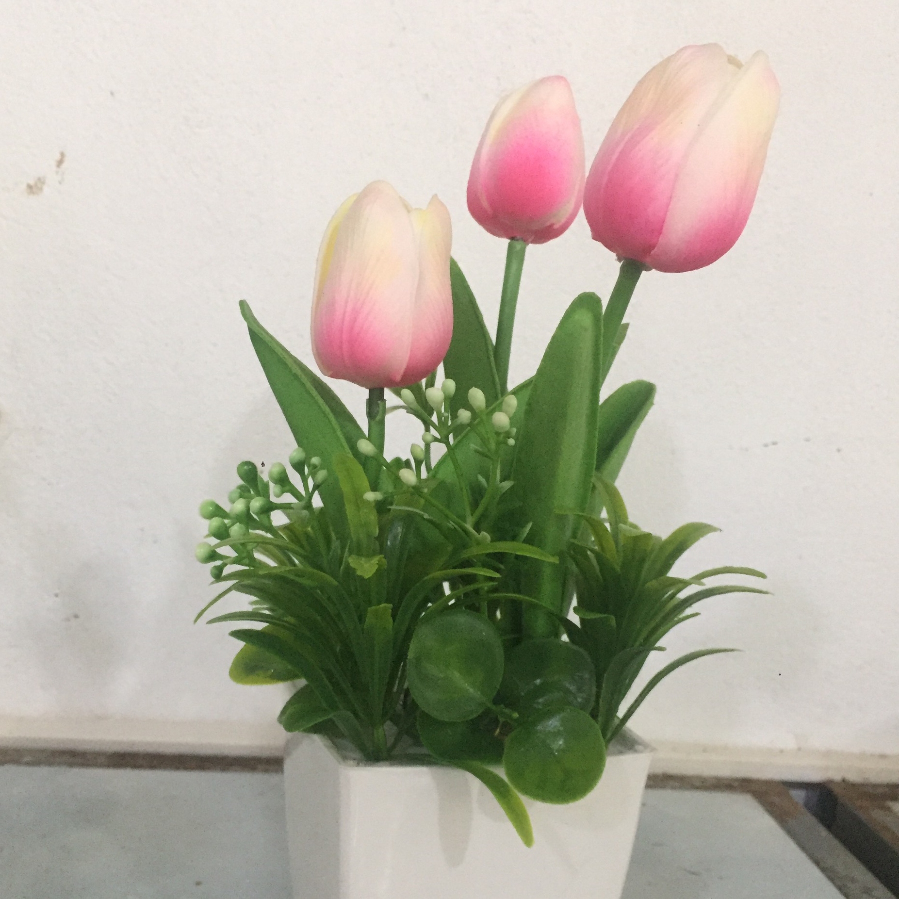 Đèn Ngủ Hoa Tulip PU giống thật 3 bông - Hoa Tulip PU - Hoa giả giống thật.