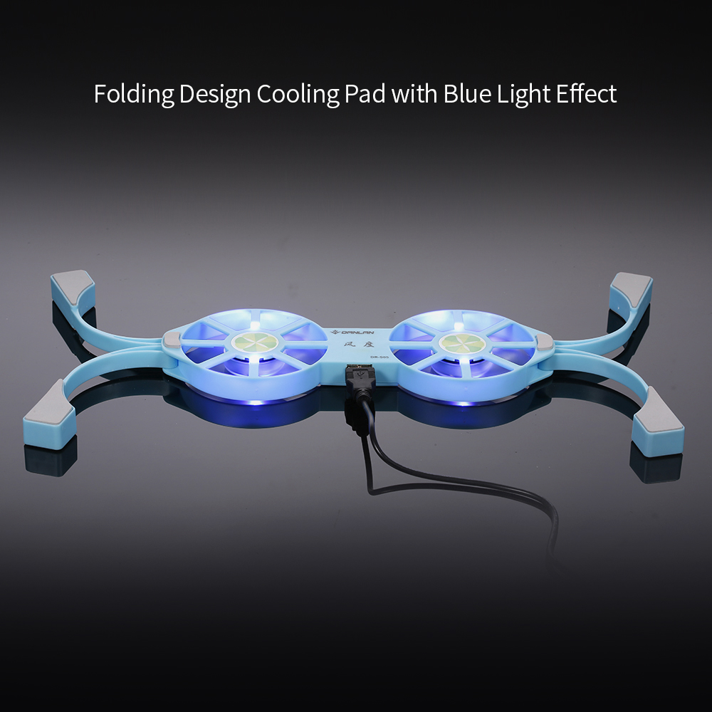 Tấm Làm Mát Máy Tính Xách Tay DR-S05 USB Với Quạt Đế Đôi, Màu Xanh Lam