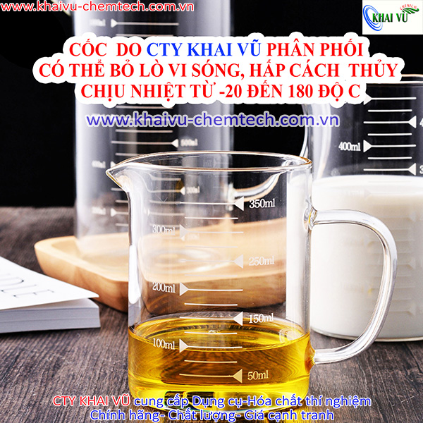 Cốc Thủy Tinh Có Vạch Chia Định Lượng 350ml, 500ml, 1000ml