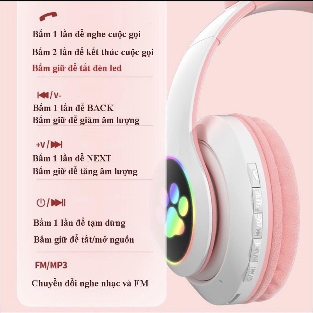 Tai Nghe Mèo Bluetooth , Headphone Dễ Thương Có Mic,Âm Bass Mạnh Mẽ Và Dung Lượng Pin Khủng 400mAh casealpha