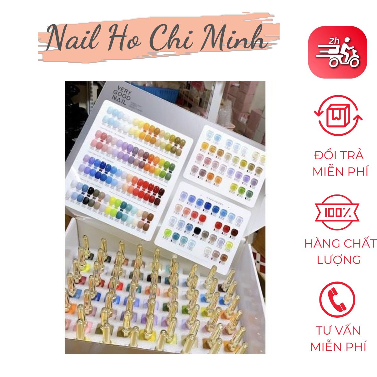 [Sản phẩm mới]Set 60 màu Very Good Nail dòng sơn gel Hàn Quốc phiên chai dài loại 1(tặng bảng màu mica lớn + 2 chai base top)