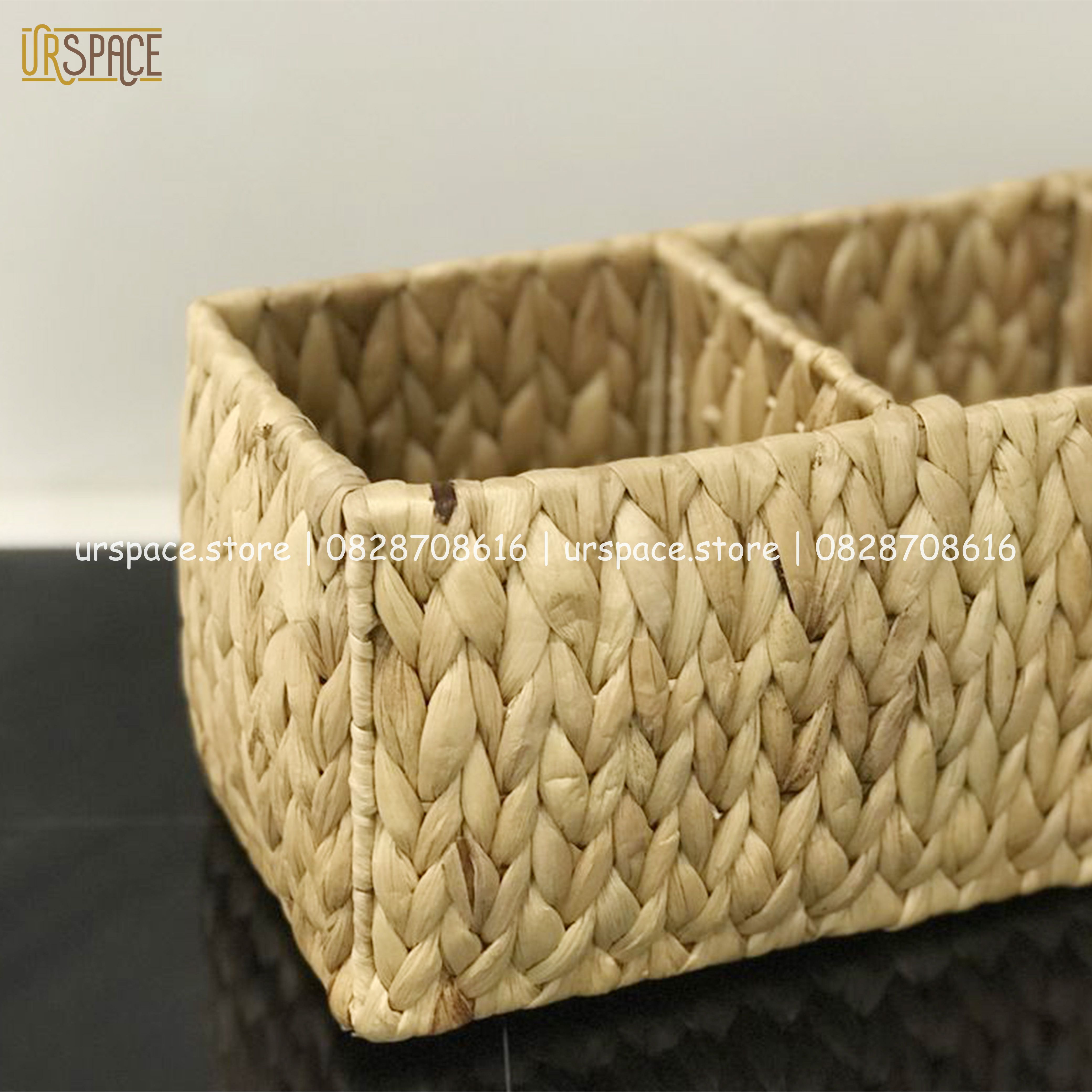 Khay đựng gia vị 3 ngăn bằng lục bình trang trí bếp/ Hand-woven hyacinth tray 3 tiers for kitchen decor