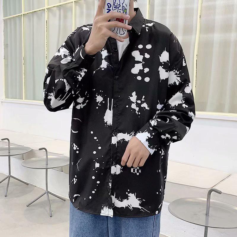 Áo Sơ Mi Tay Dài Họa Tiết In Thời Trang Phong Cách Cho Nam