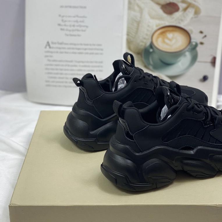 Giày thể thao nữ Shougo - giày sneaker nữ 2 màu đen & kem chất da đẹp đế bự độn đế cao giày ulzzang hàn quốc giá rẻ 2021