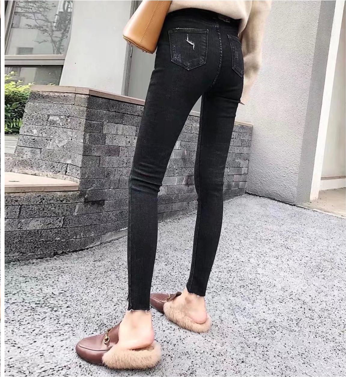 [ SIZE ĐẠI 60kg~90kg] Quần jean dài đen rách kiểu big size co dãn mạnh 2568