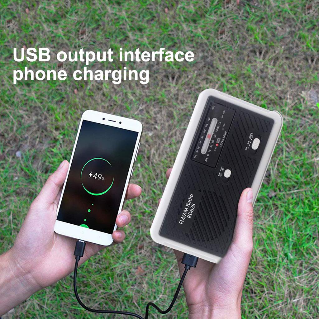 Solar Crank AM/FM Radio SOS Emergency LED Flashlight Black