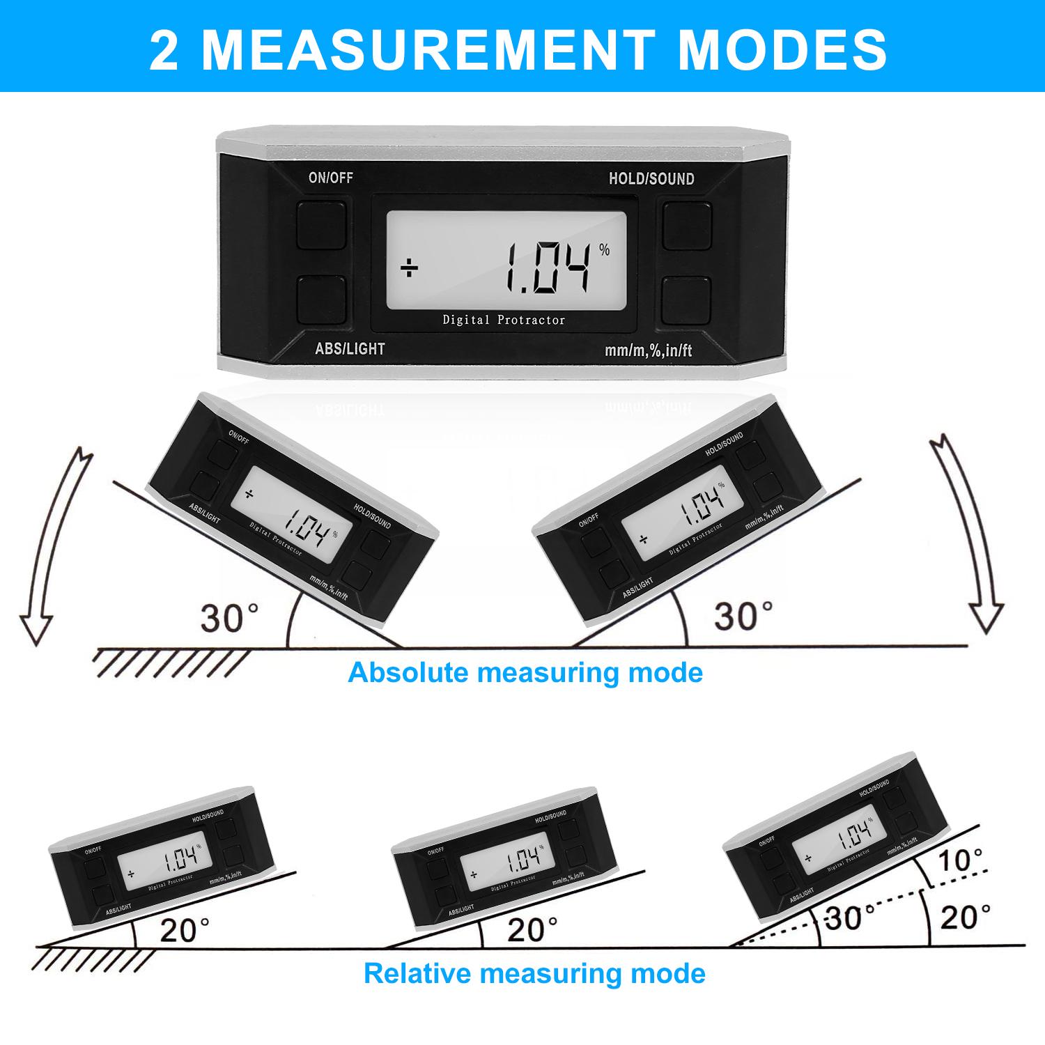 Digital Level and Angle Finder Level Angle Gauge Electronic Inclinometer Digital Protractor with Backlight LCD Display
