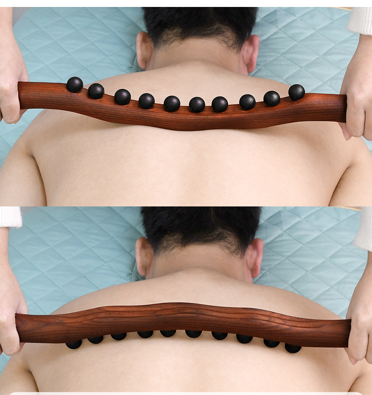 Gậy Gỗ Massage đa năng Body Đả Thông Kinh Lạc, Thanh Gỗ massage Vạn Năng10 Bi Carbon Dài 60cm Dùng Trong Spa Dưỡng Sinh