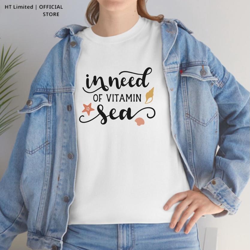 Áo thun thiết kế Unisex họa tiết in need vitamin sea basic local brand, Cotton Cao Cấp 100%