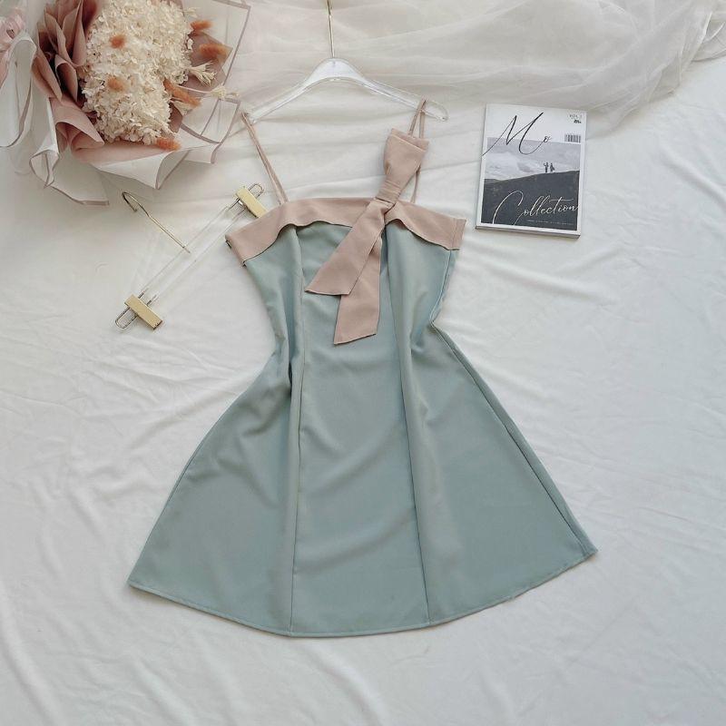 Đầm hai dây phối nơ xinh xắn