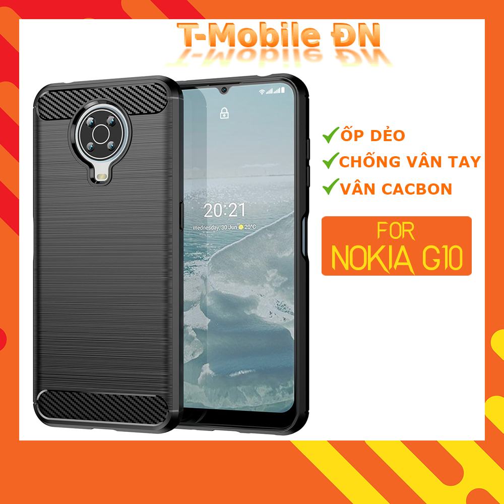 Ốp lưng dành cho Nokia G10 ốp silicone mềm Carbone phay xước chống sốc chống vân tay