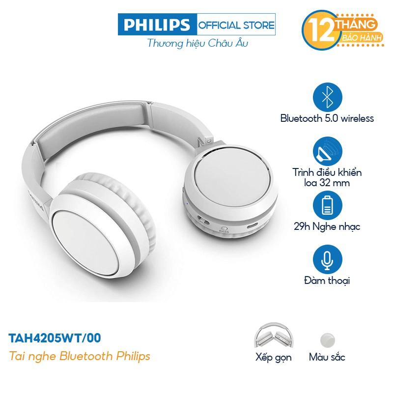 Tai nghe Philips TAH4205BK/00, Màu đen, Bluetooth - Hàng nhập khẩu