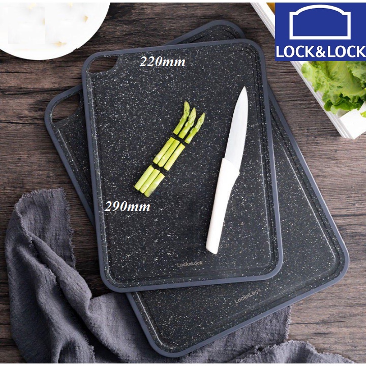 Combo 2 Thớt Nhựa Kháng Khuẩn Lock&Lock Black Marble Kích Thước 35*26cm Và 29*22cm CKD009S2