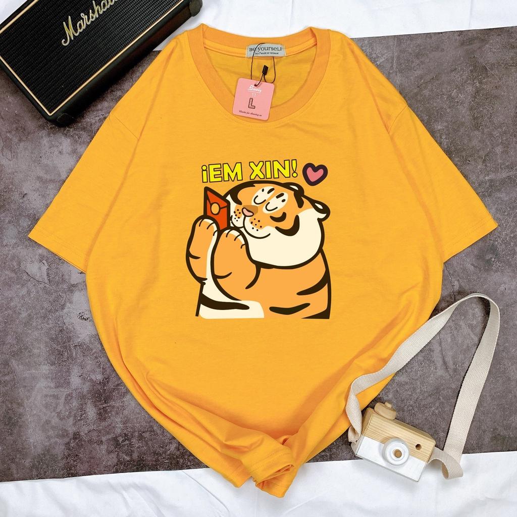 Áo Thun Tay Ngắn Unisex Đủ Size M L XL - CỌP EM XIN LÌ XÌ 2022 NHÂM DẦN