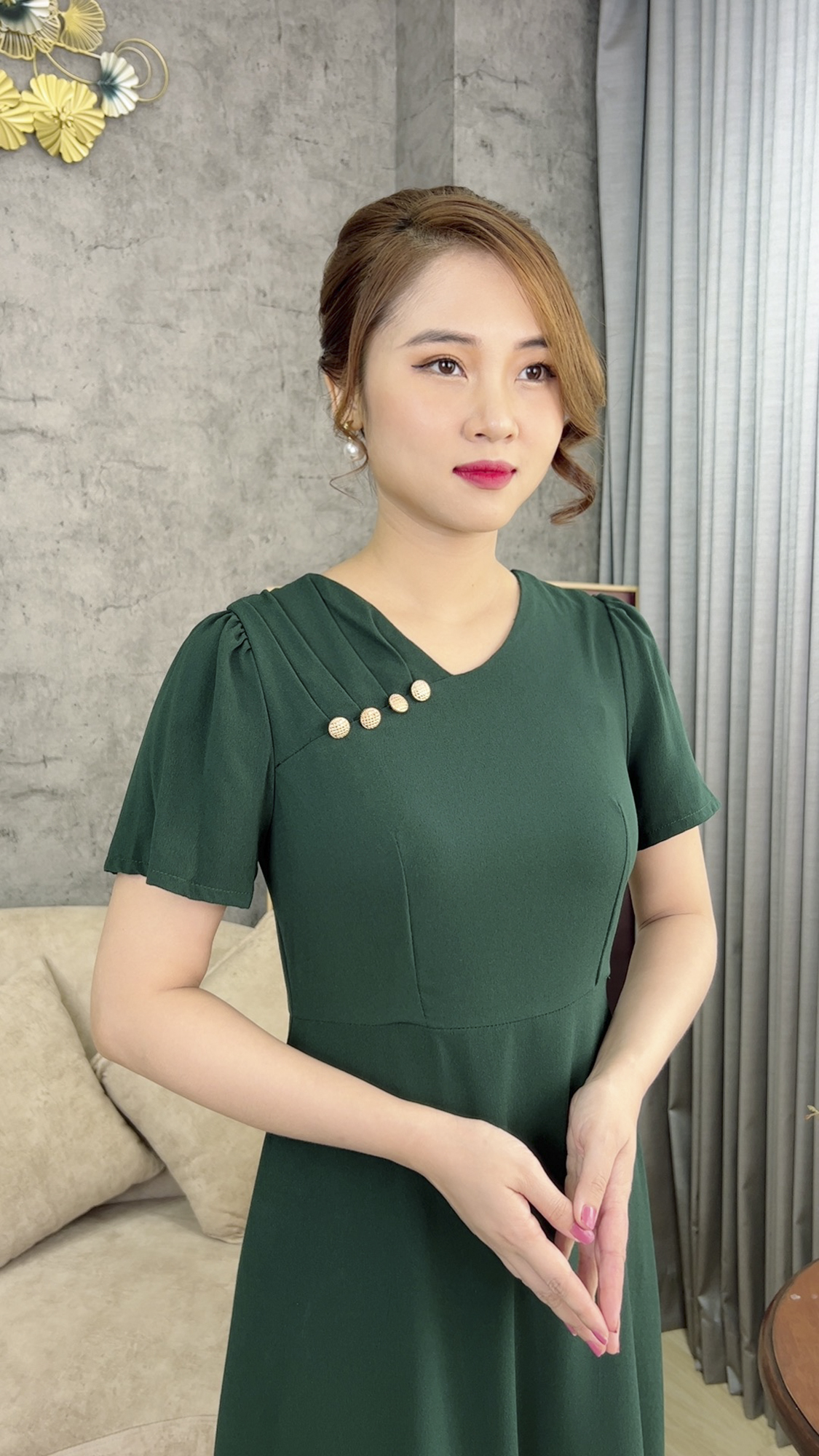 Đầm Quý Bà [ Linh Trà ] (TM 429) Cao Cấp Trang Nhã Thanh Lịch Sang Trọng Đi Tiệc Cho Trung Niên