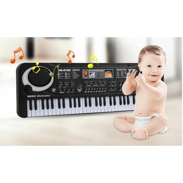 Đàn organ MQ-6106 61 phím, 6 bài hát demo, 16 tones nhạc, 8 âm nhạc cụ, 100 âm và giai điêu cài sẵn, có micro - Qmart
