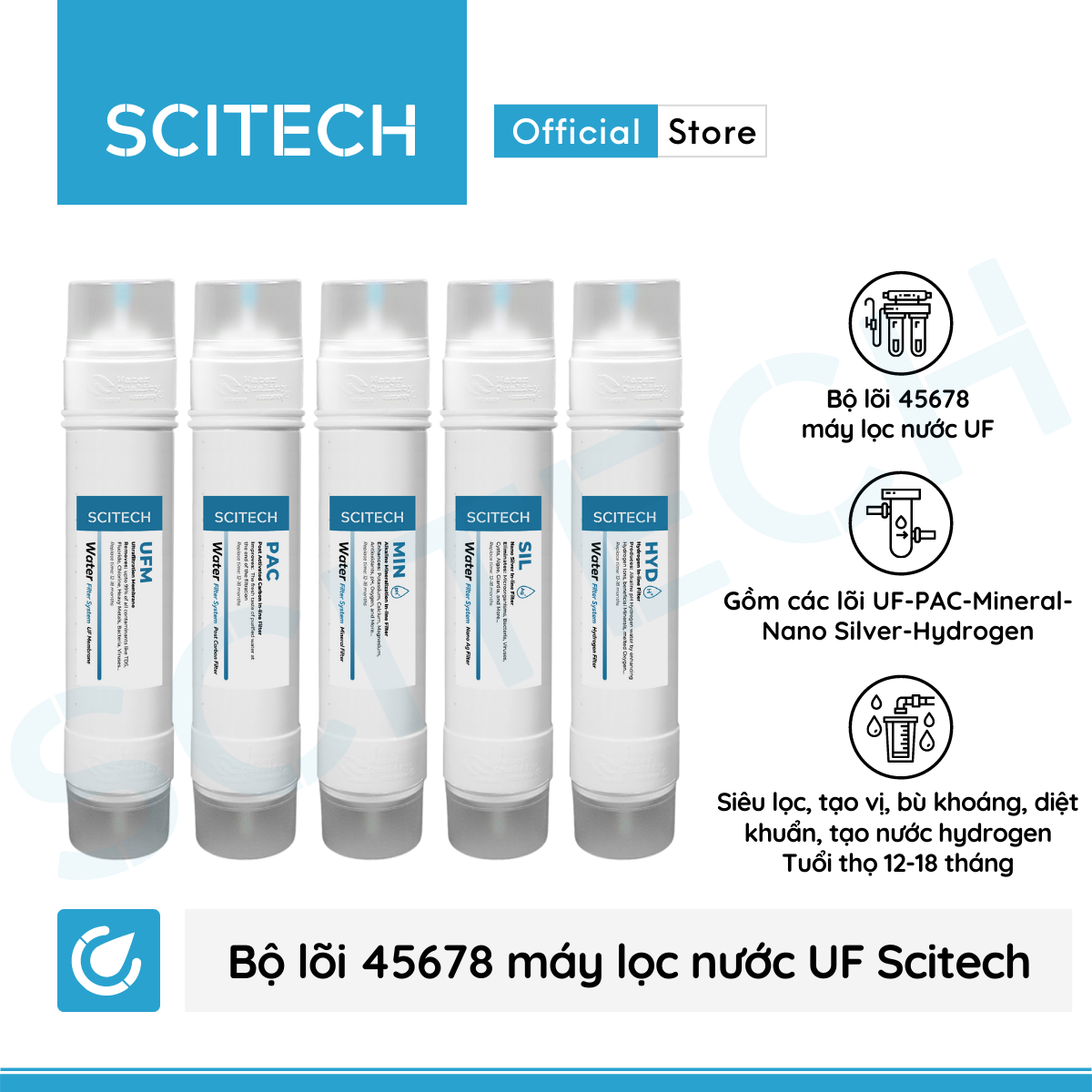 Máy lọc nước UF 7 cấp lọc by Scitech (Không dùng điện, không nước thải) - Hàng chính hãng