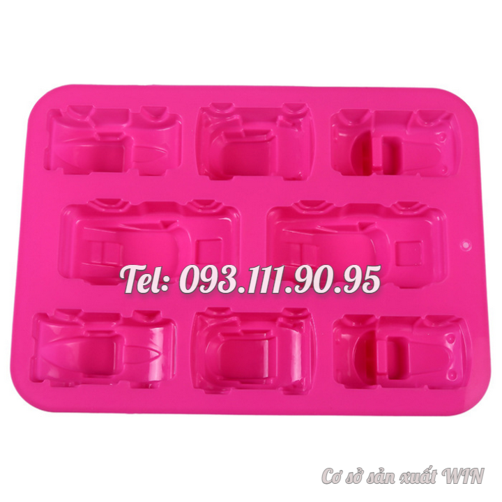 Khuôn silicon làm bánh, rau câu, socola 8 chiếc xe hơi – Mã số 1386