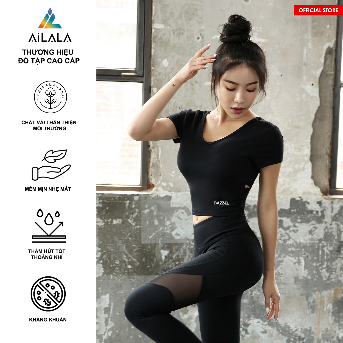 Bộ quần áo thể thao nữ AiLALA LUX05, Đồ tập Yoga Gym Pilates, chất vải Hi-tech cao cấp