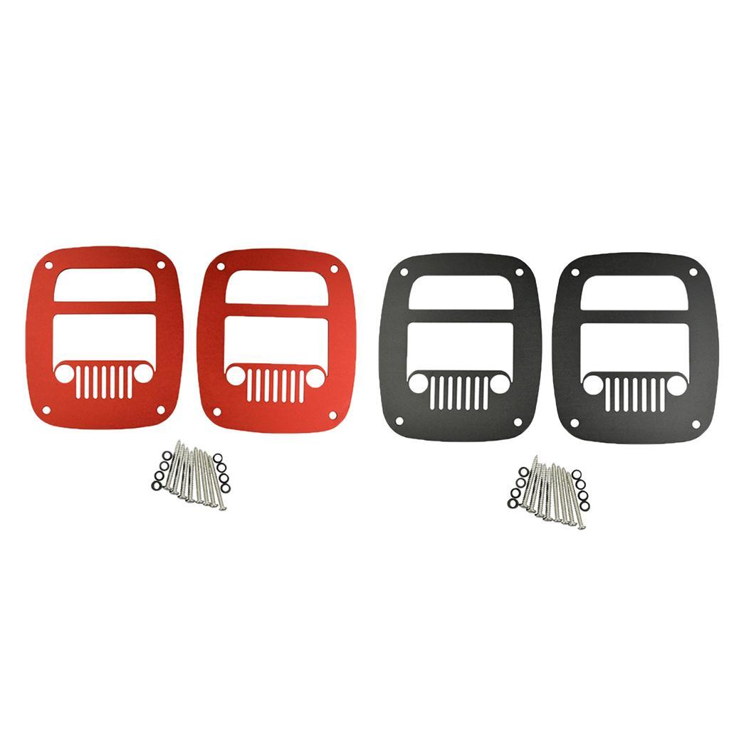 2 Pieces Flat Tail Light Lamp Cover Protector Guard For Jeep Wrangler Red