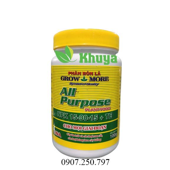 Phân bón lá GrowMore NPK 15-30-15 + TE 100gr All Purpose Plant Food