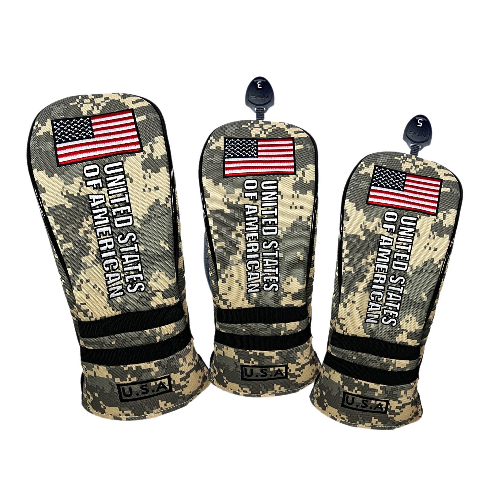 3 Pieces Golf Club Covers with No. Tags Water Resistant Golf Wood Headcover