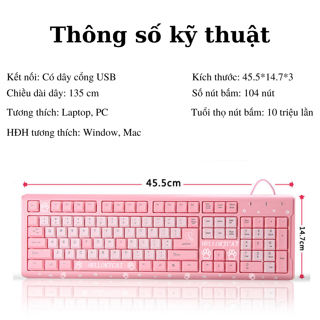 Bàn Phím Hello Kitty Màu Hồng, Hello KTCAT