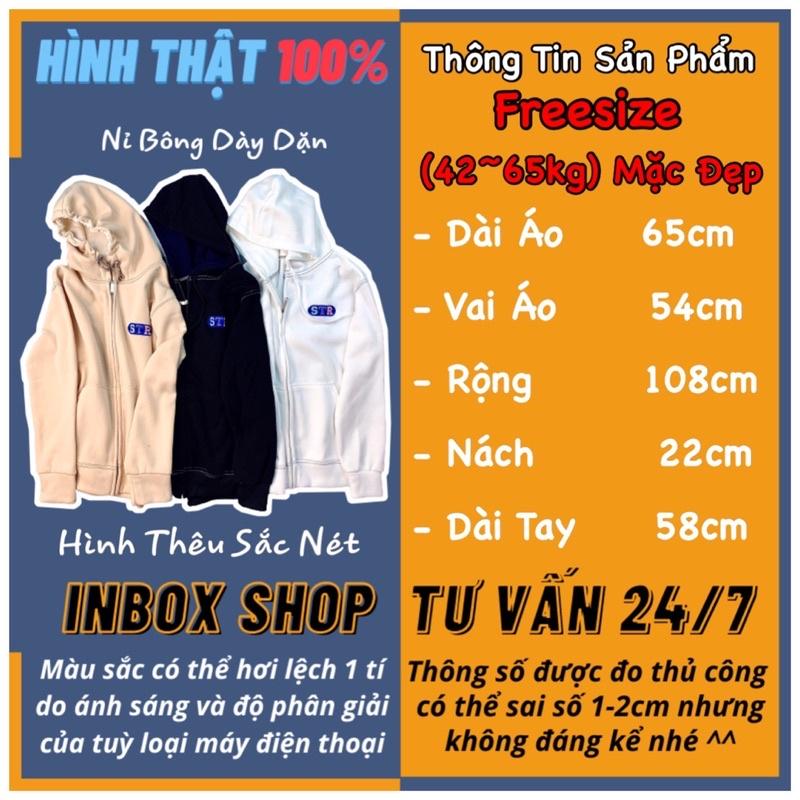 Áo khoác nam nữ nỉ bông dày form rộng chỉ viền unisex khoá zip thêu STR CHỈ-Áo Khoác Nỉ Bông Chống Nắng