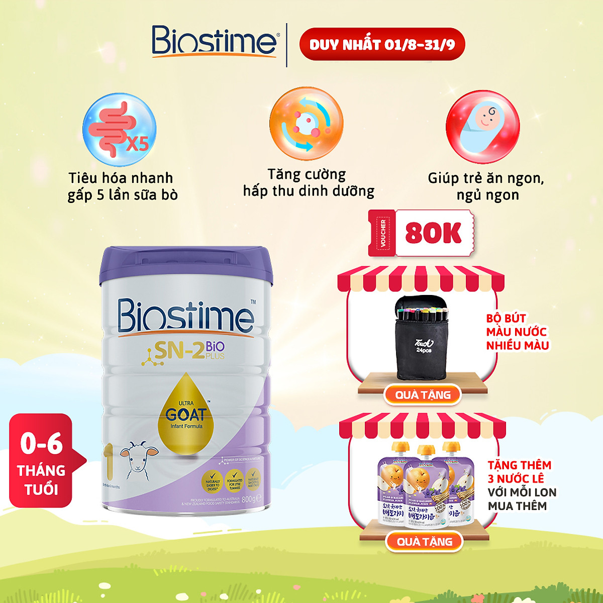 Sữa Dê Biostime Sn-2 Bio Plus Ultra Goat hộp 800g