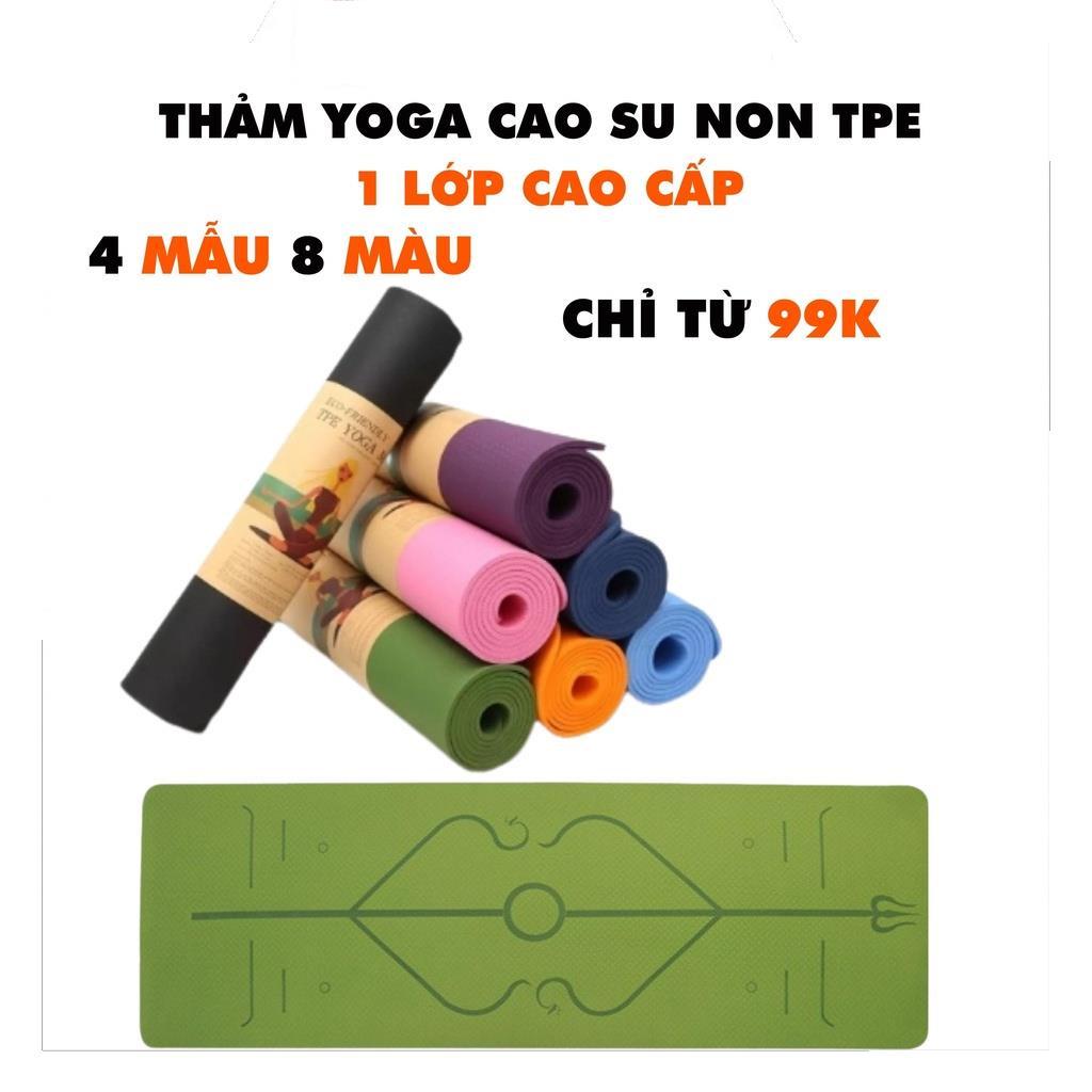 Thảm tập yoga gym định tuyến chống trượt tpe cao cấp 1 lớp dày 6mm 8mm tại nhà