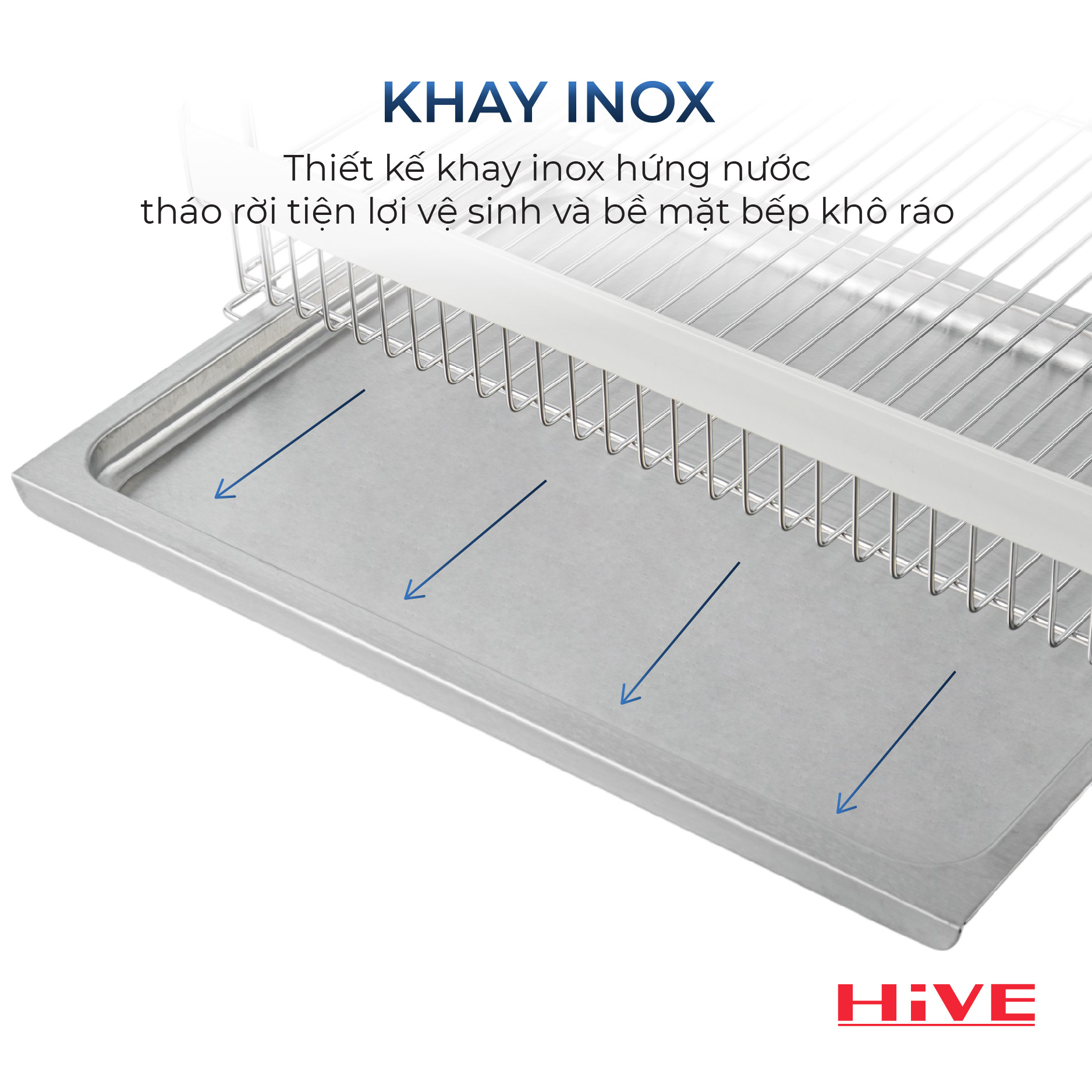 Giá úp chén bát HiVE ALC 2 tầng White inox Hàn Quốc cao cấp