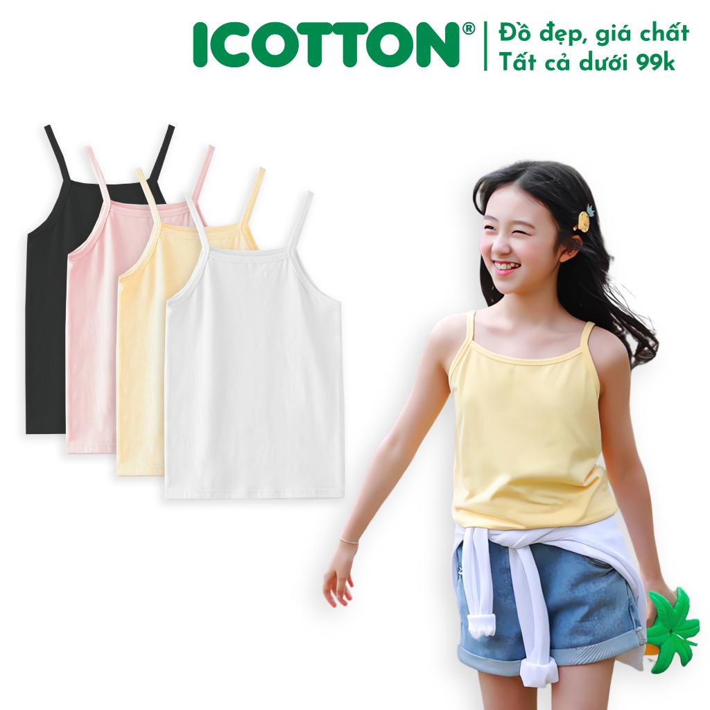 Áo 2 dây ICotton bé gái chất cotton mềm mịn BG210 - Đen