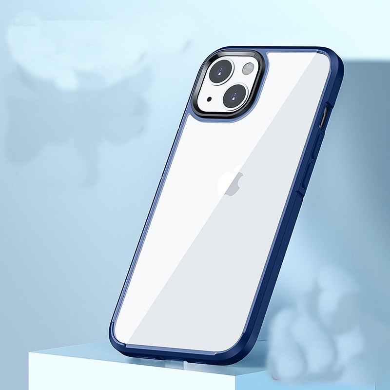 Ốp Lưng Trong Suốt Dành Cho Iphone 14 14 Plus 14 Pro 14 Pro Max Mocolo K02 Bayer Duo - Hàng Chính Hãng - Viền Xanh Dương - Iphone 14