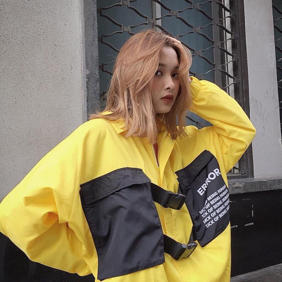 Áo khoác dù unisex Cổ Sơ Mi Túi phong cách ulzzang WIND